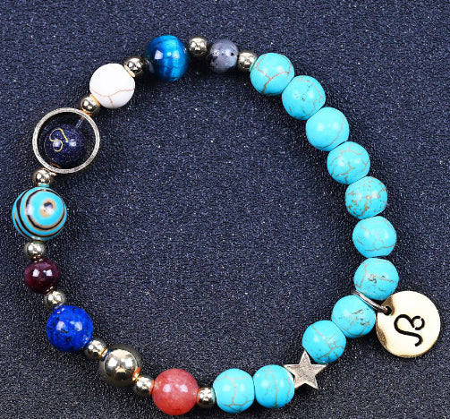Twelve Constellation Constellation Blue San Bracelet 8mm Turquoise Beaded