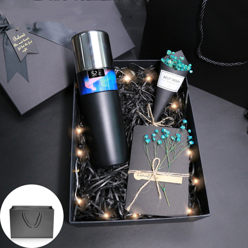 Intelligent Temperature Display 55 Degrees Fast Cooling Vacuum Cup 304 Stainless Steel CPU Creative Cooling Car Cup Water Bottle