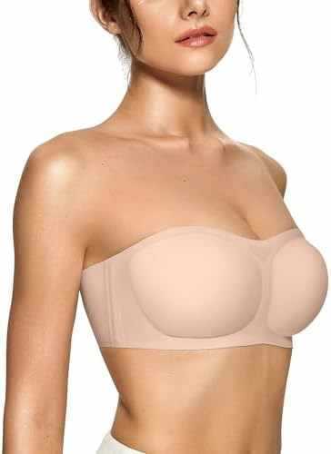 Womens Strapless Push-up Bandeau Bra