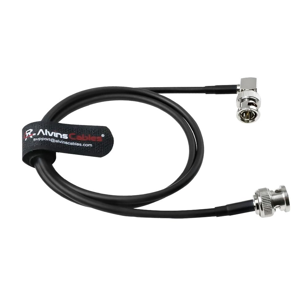 Alvin's Cables 12G SDI Cable Flexible, BNC Male to Male Right Angle for RED Komodo| Atomos Monitor 75 Ohm Shielded Cable for 4K Video Camera 50cm|19in