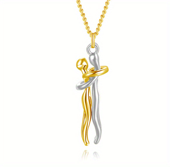 Love Hug Necklace Unisex Men Women Couple Jewelry Simple Temperament Clavicle Chain Valentines Day Lover Gift