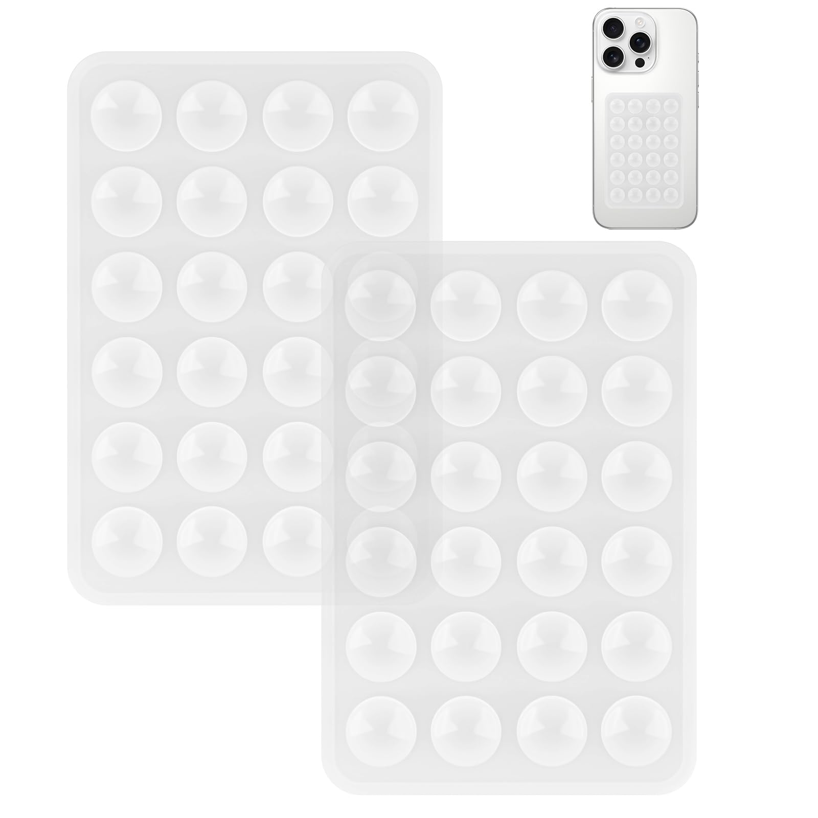 Yojaro 4Pack Silicone Suction Phone Case Mount, Silicon Adhesive Smartphones Stand Sticky, Hands-Free Phone Accessories Holder for Selfies and Videos (Black & White & Translucent & Light Pink)