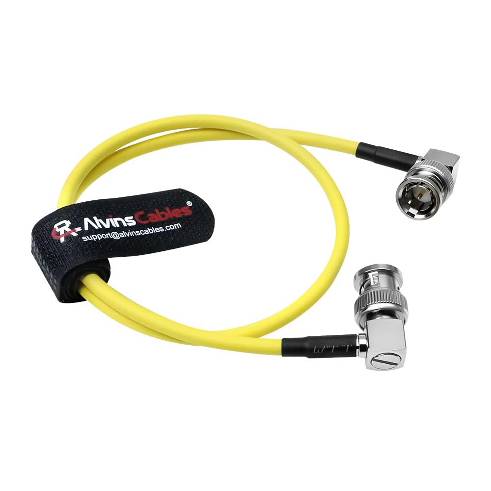 Alvin's Cables 12G SDI Cable Flexible, BNC Male to Male Right Angle for RED Komodo| Atomos Monitor 75 Ohm Shielded Cable for 4K Video Camera 50cm|19in