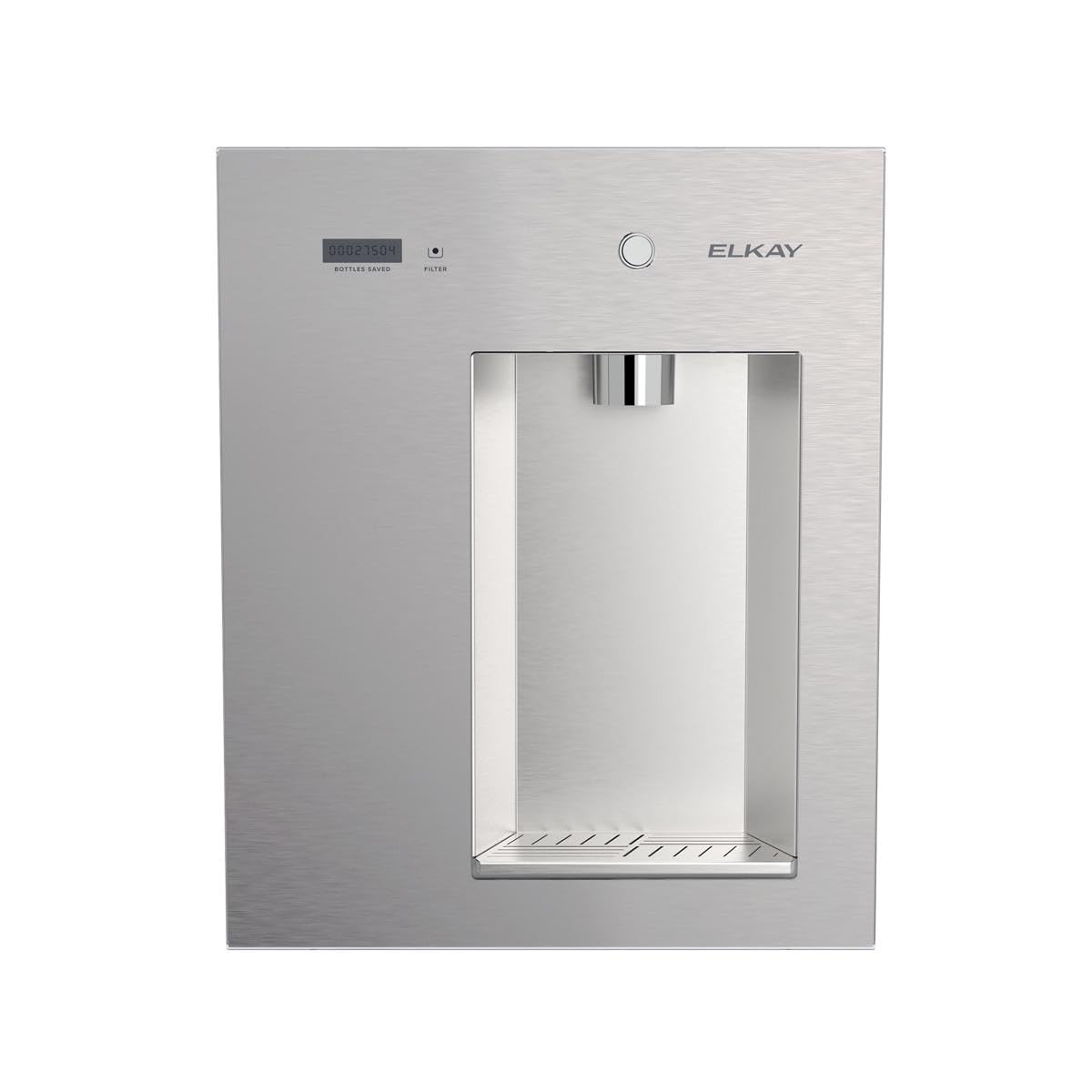 Elkay Liv EZ Built-in Filtered Wall-Mount Water Dispenser – Battery Powered, NSF Certified, Push Button, Reduces Lead & PFAS, Steel Gray – Ideal for Home