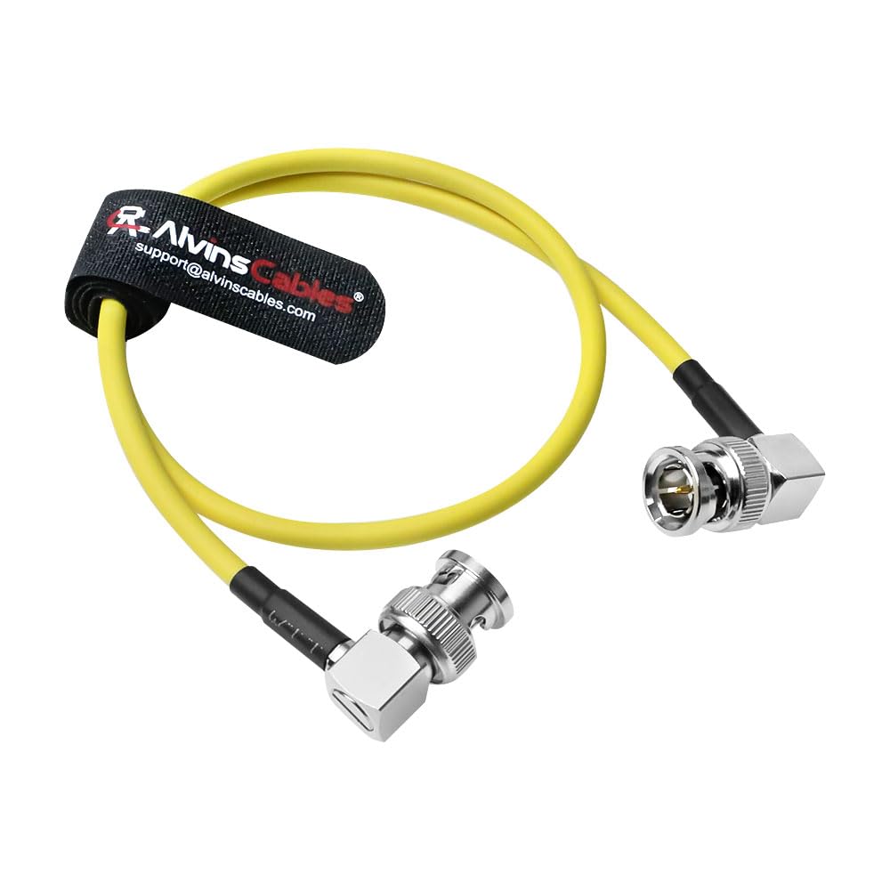 Alvin's Cables 12G SDI Cable Flexible, BNC Male to Male Right Angle for RED Komodo| Atomos Monitor 75 Ohm Shielded Cable for 4K Video Camera 50cm|19in