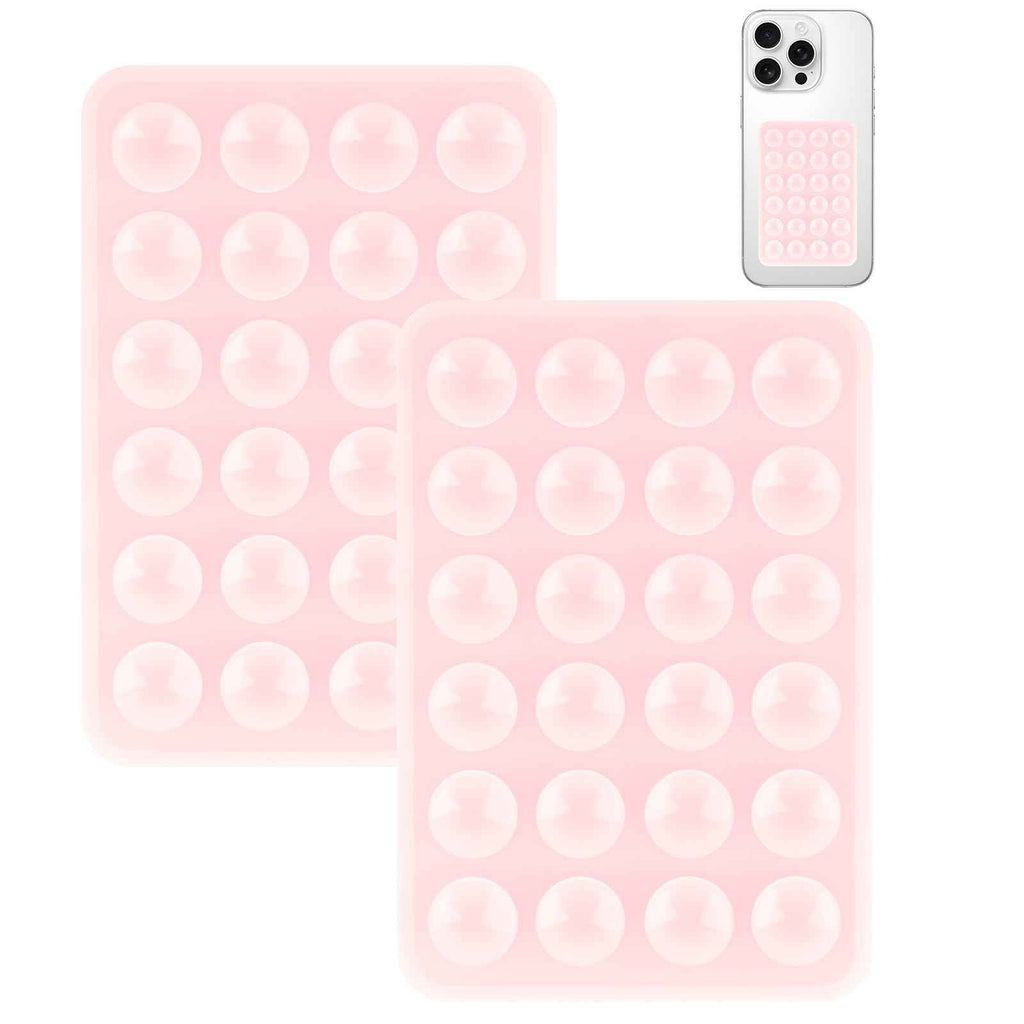 Yojaro 4Pack Silicone Suction Phone Case Mount, Silicon Adhesive Smartphones Stand Sticky, Hands-Free Phone Accessories Holder for Selfies and Videos (Black & White & Translucent & Light Pink)