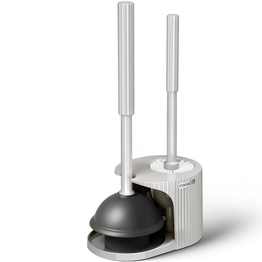 FORASTO 2 in 1 Toilet Plunger and Brush Set，Extended Handle Plunger，Toilet Bowl Brush Plunger Set, Bathroom Cleaning Tools ，Toilet Brush Plunger Combo，Cleaning Brush，Bathroom Cleaning Supplies