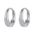 Sterling Silver S925 French Oval Minimal Design Diamond Set Zircon Earrings