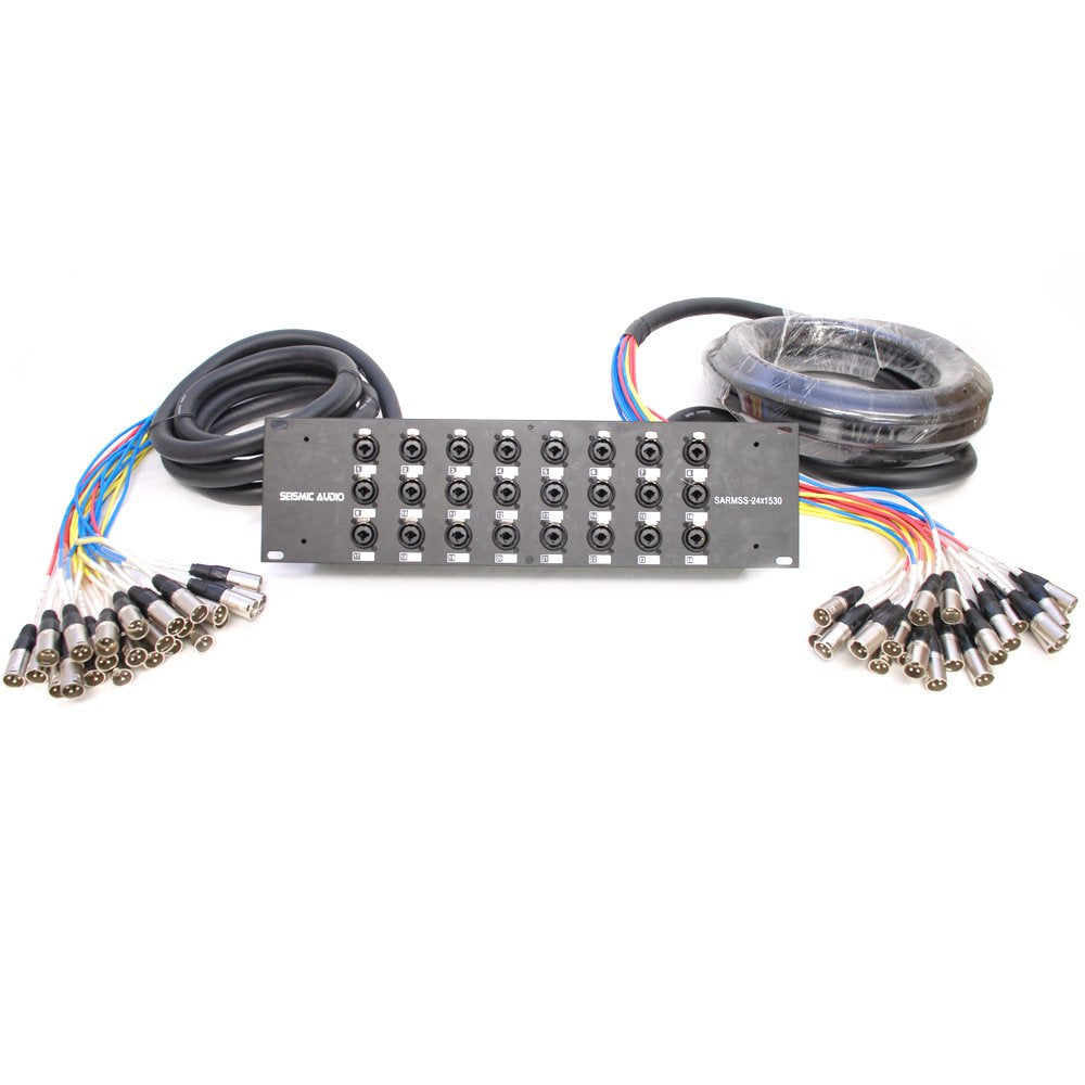 Seismic Audio SARMSS-16x515 Rack Mount 16 Channel XLR TRS Combo Splitter Snake Cable - 5' & 15' XLR trunks