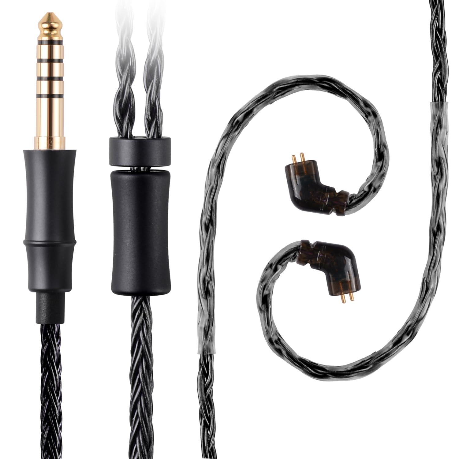 IEM Upgrade Cable, 16 Core Silver Plated Earphone Upgraded Cords, QDC-C Pin 1.5m in Ear Monitor Cable for KZ ZS10 ZSN PRO AS16 CCA CRA C12(Recessed 2pin 3.5mm 4.9ft) Black