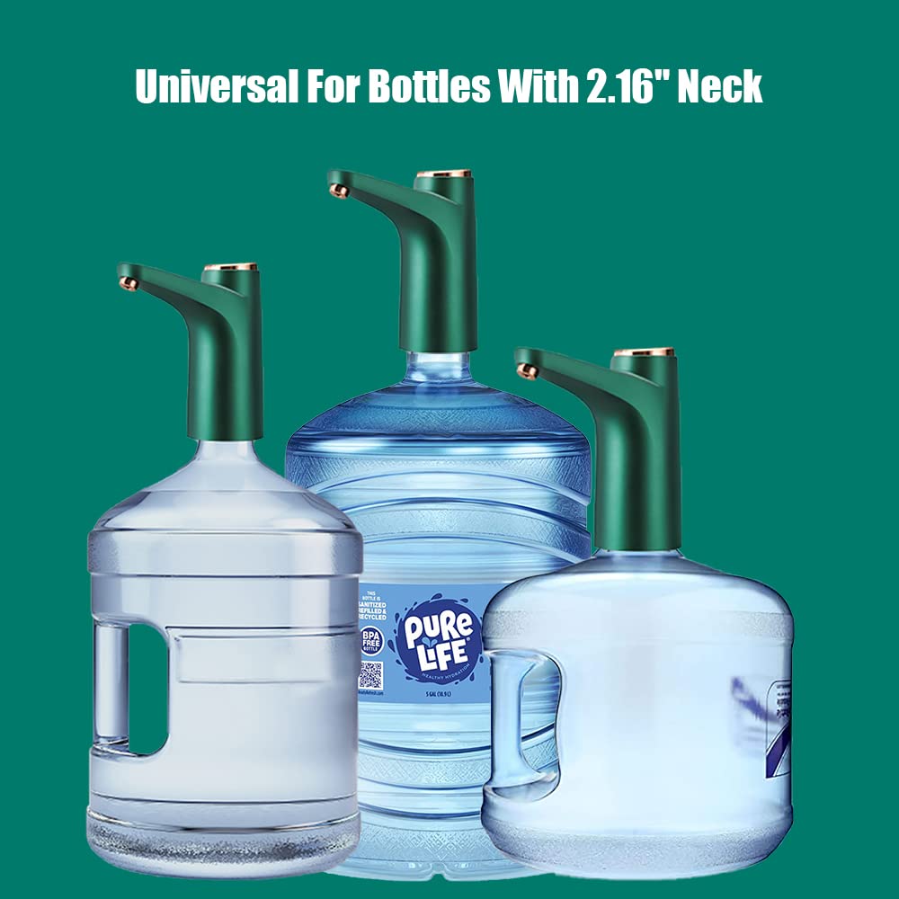 5 Gallon Water Bottle Dispenser Pump System USB Charging Automatic Drinking Water Pump Portable Electric Water Dispenser (Green)