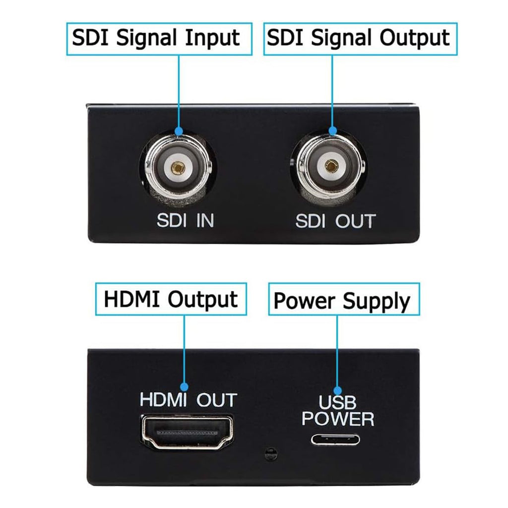 Anber-Tech SDI to HDMI Converter, SDI to HDMI Audio De-embedder Support 3G-SDI, HD-SDI, SD-SDI Auto Format Detection and Stereo Audio De-embedder, SDI Loopout (Black)