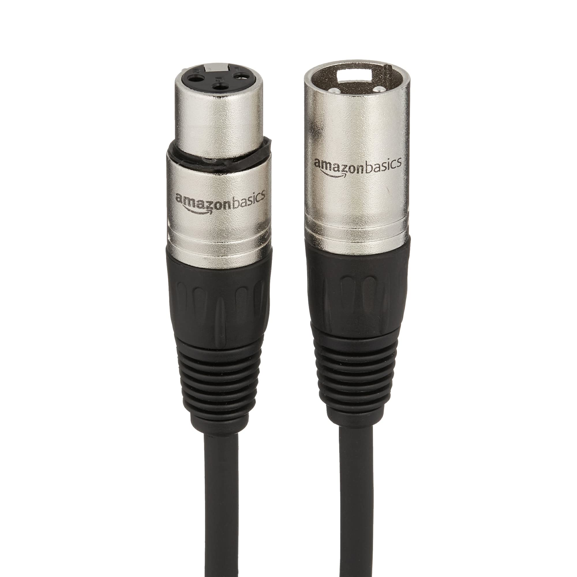 Amazon Basics XLR Male to Female Microphone Cable for Speaker or PA System, Recording Studio, All Copper Conductors, Low Noise Shielding, 6MM PVC Jacket, 6 Foot, Black
