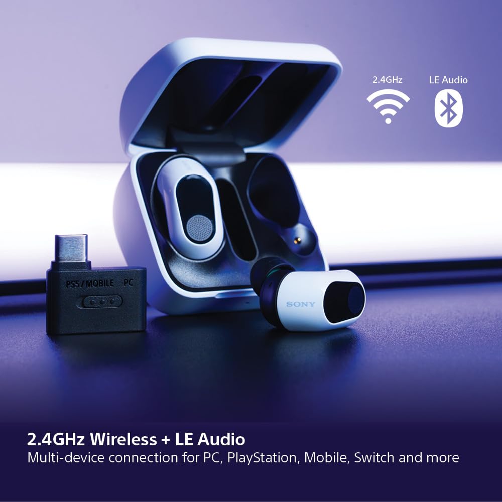Sony INZONE Buds Wireless Gaming Earbuds, Perfect for PlayStation® 5, for PC/PS5/Switch/Mobile, 48Hr Battery with Case, Noise Canceling, 360 Spatial Sound, 2.4GHz USB-C Dongle, WF-G700N White