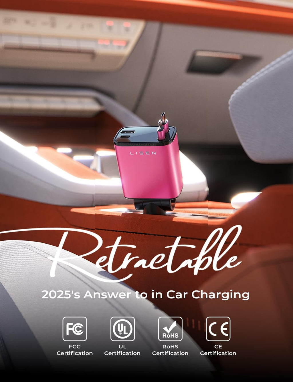 LISEN Retractable Car Charger, Gifts for Mothers Day 2026, 84W Car Charger USB C Fast Charge, Gifts for Mom Dad Him Her, Travel Essentials Car Accessories for Men Women Gifts for iPhone 17 16 15 14 13