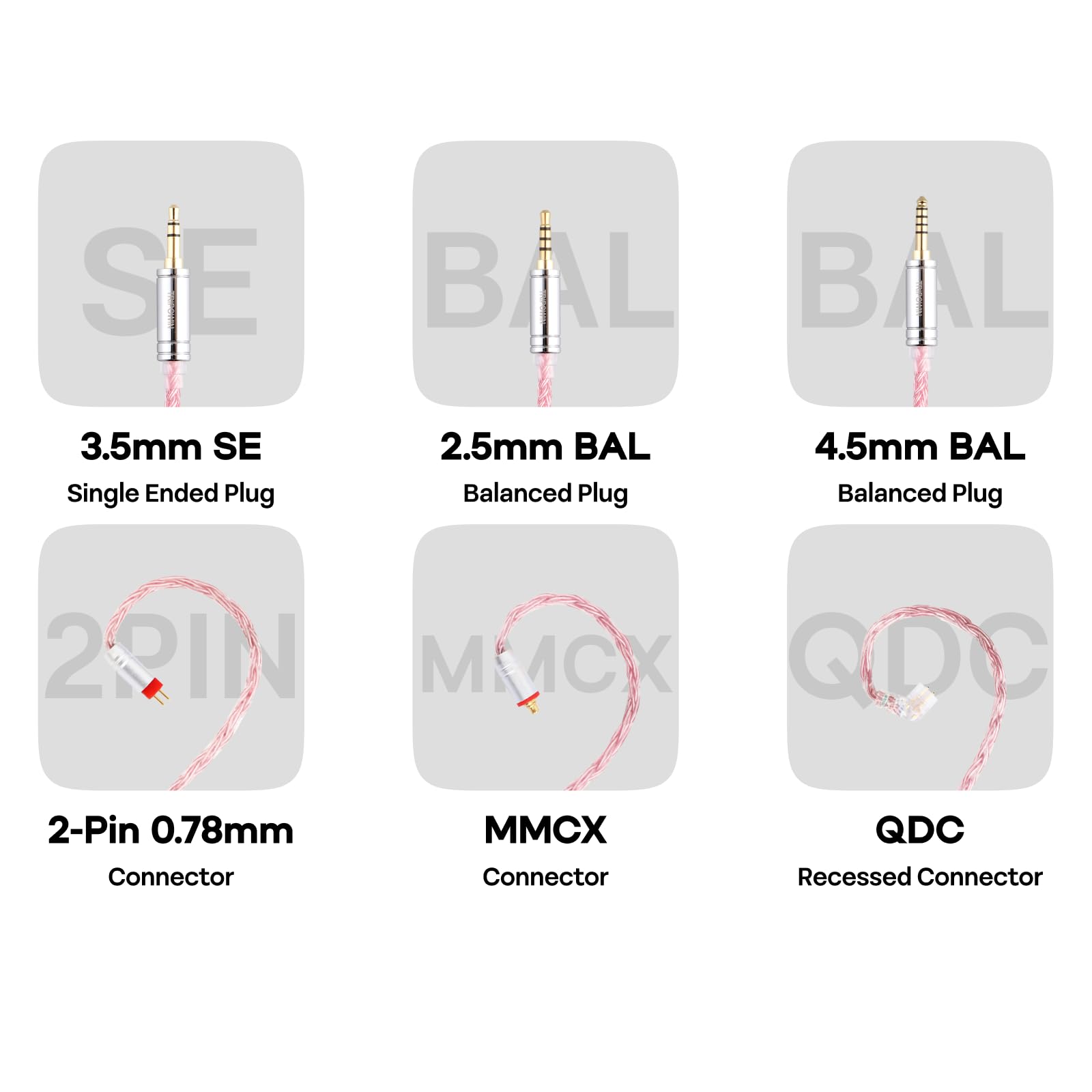 Linsoul Tripowin Zonie IEM Cable, 16 Core Silver Plated Earphone Upgraded Cords, 1.25m SPC in Ear Monitor Cable for 7hz Zero:2 Orchestra Lite Cadenza Hype4 Supermix4(2pin 0.78mm, 3.5mm)(Violet)