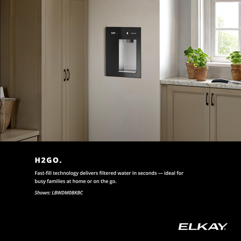 Elkay Liv EZ Built-in Filtered Wall-Mount Water Dispenser – Battery Powered, NSF Certified, Push Button, Reduces Lead & PFAS, Steel Gray – Ideal for Home