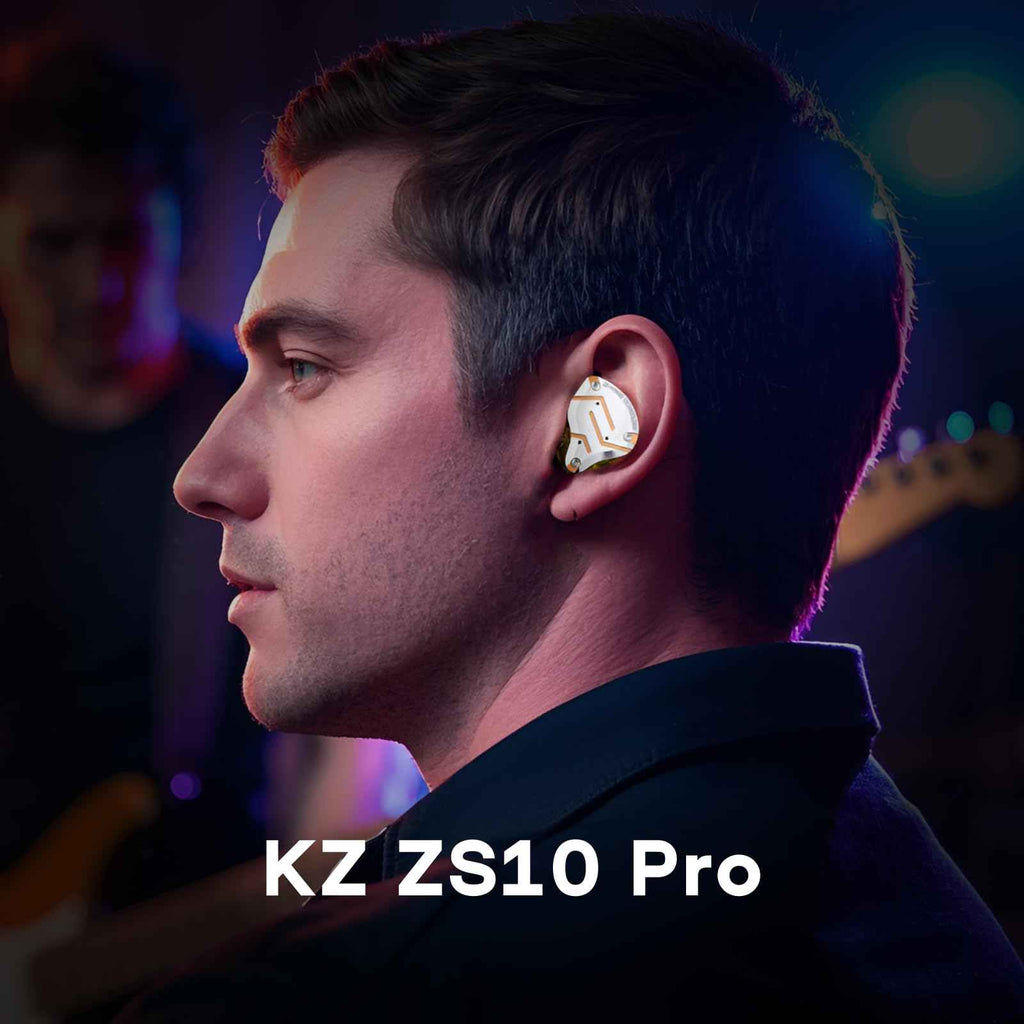 Linsoul KZ ZS10 Pro, 4BA+1DD 5 Driver in Ear Monitor, HiFi Wired Earbuds, Gaming Earbuds, Hybrid IEM Earphones with Stainless Steel Faceplate, Detachable Cable for Musician(Without Mic, Dark Black)