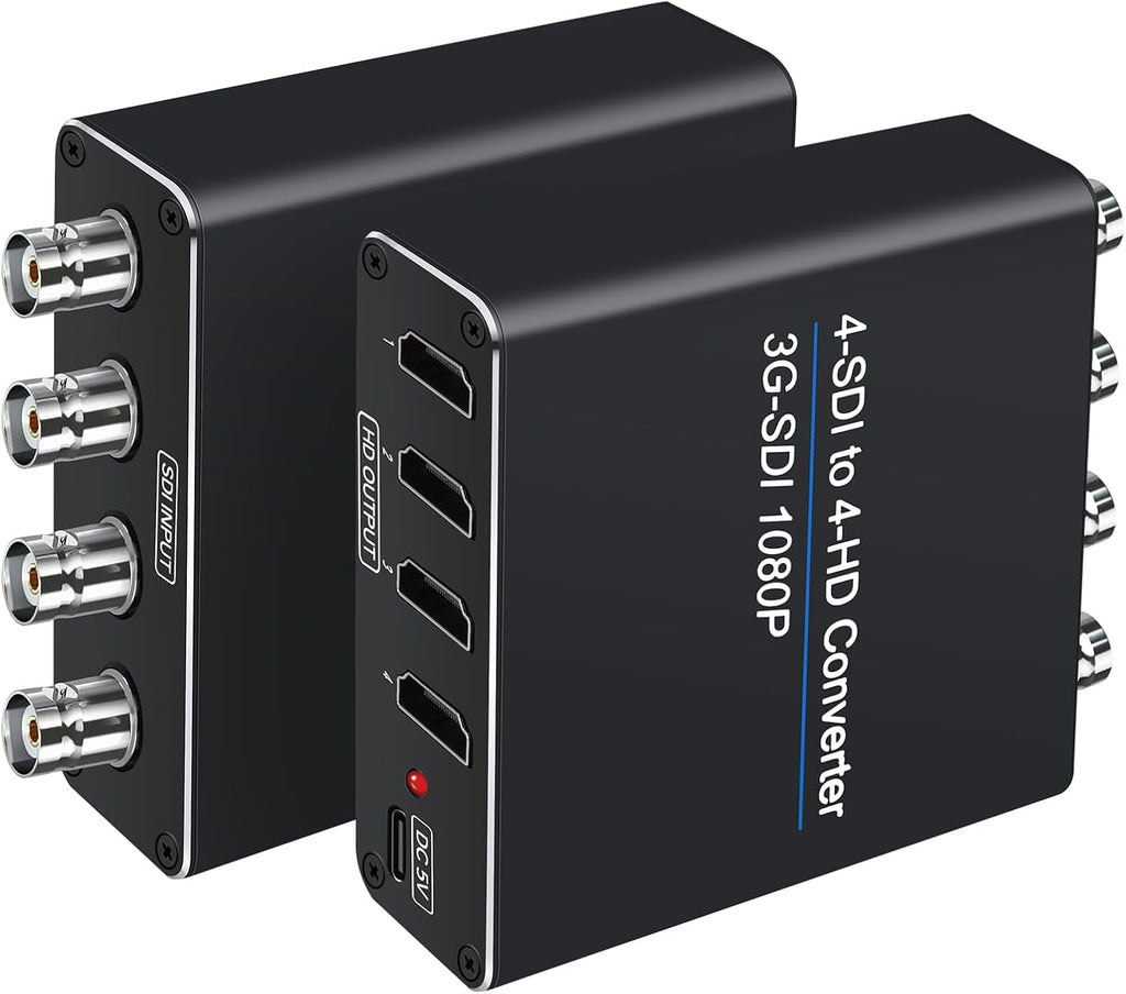 ACHAVE SDI to HDMI Video Converter, 4 sdi Input and 4 hdmi Output,4 in 4 Out,Black, Multi-Format Support, HD-SDI/3G-SDI Input, 1080p@60Hz Resolution, Long Distance Transmission