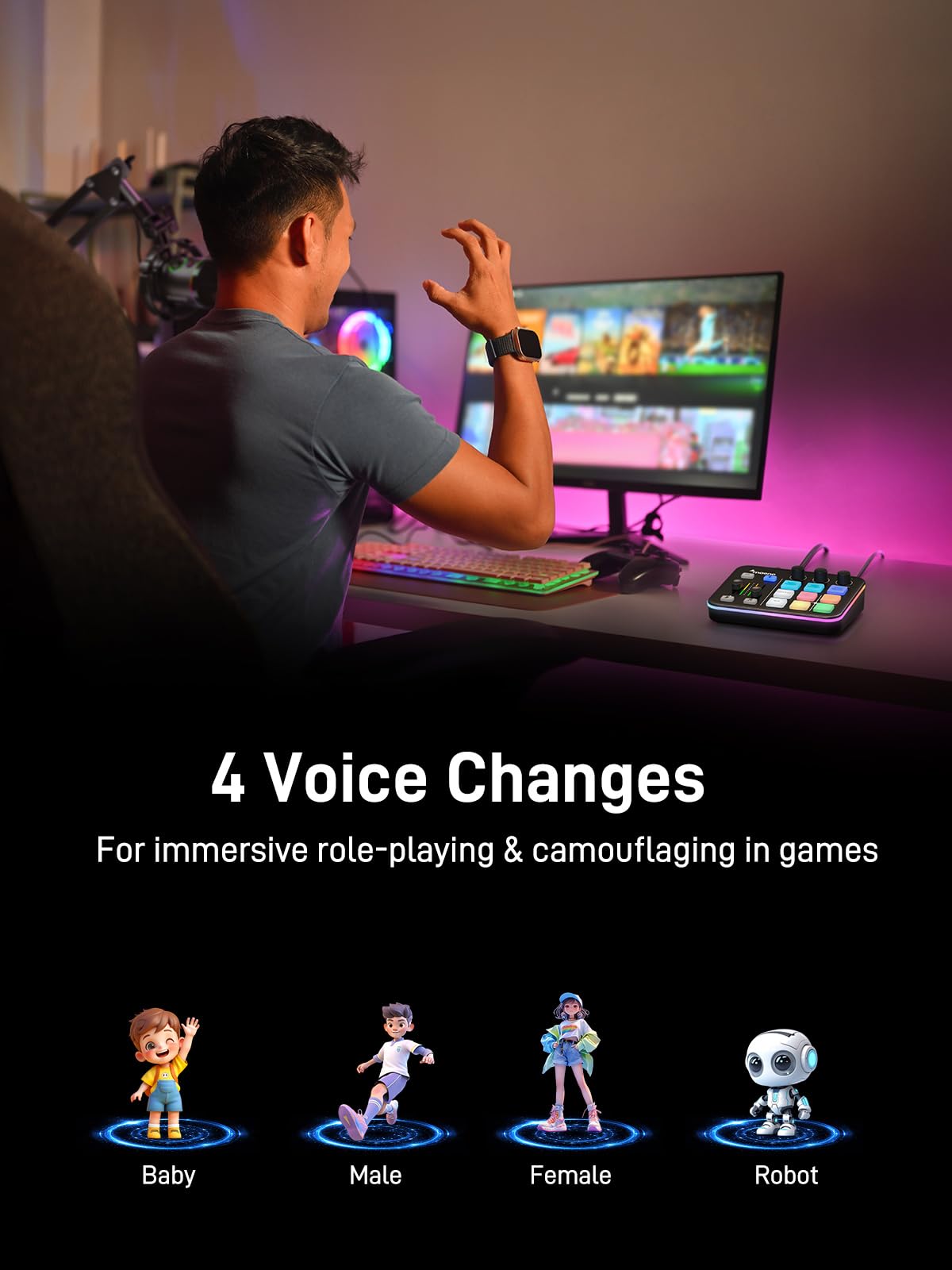 MAONO Gaming Audio Mixer, Audio Interface with Pro-preamp, RGB, Bluetooth, 48V Phantom Power for Live Streaming, Podcasting, Content Create, Gaming MaonoCaster G1 NEO (Not for USB Mic)