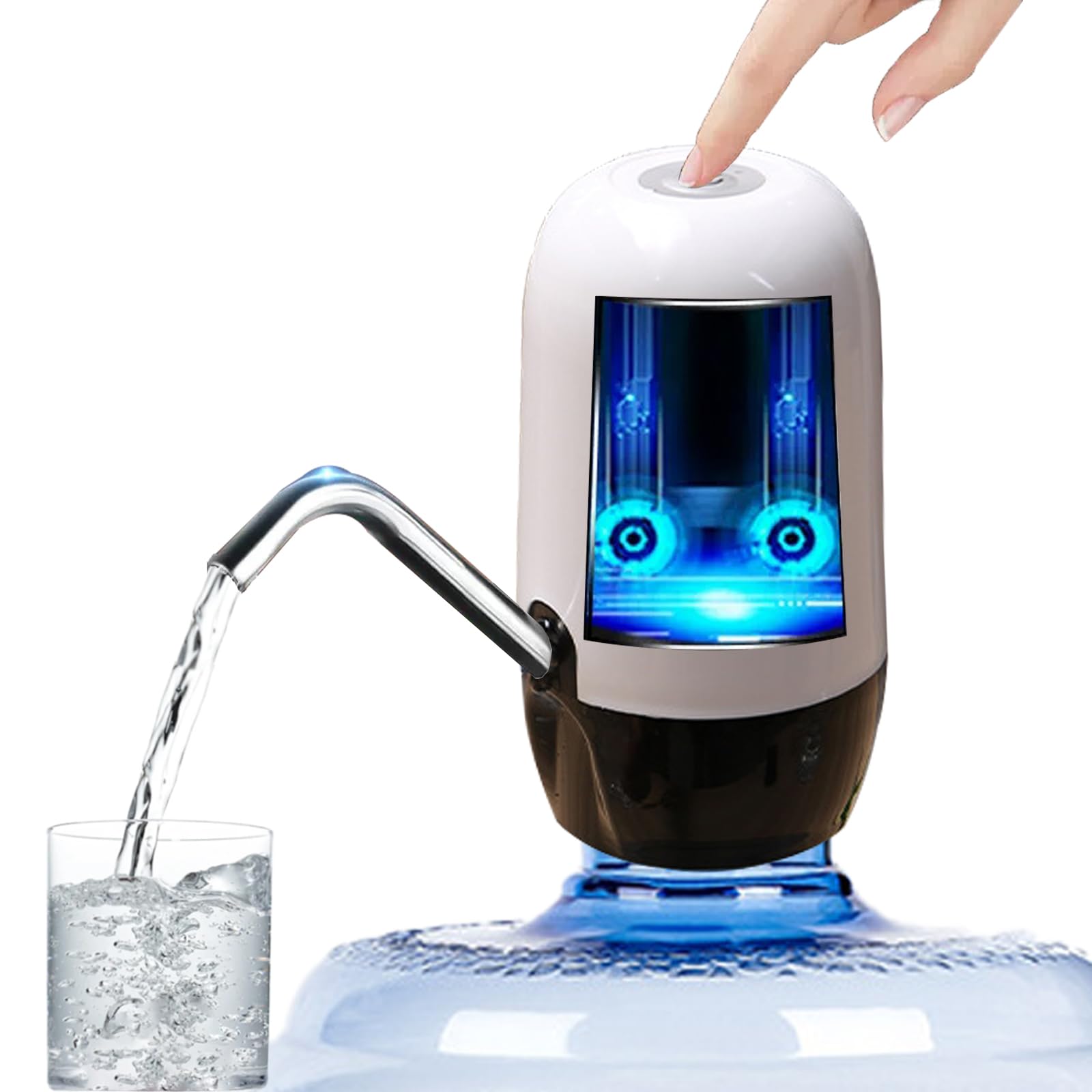 True Dual Water Pump 5 Gallon Water Dispenser,Portable High Battery Capacity USB Charging Water Jug Pump Easy to Use Water Dispenser for 5 Gallon Bottle Camping