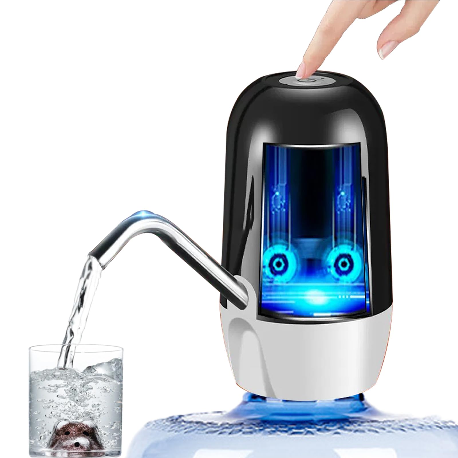 True Dual Water Pump 5 Gallon Water Dispenser,Portable High Battery Capacity USB Charging Water Jug Pump Easy to Use Water Dispenser for 5 Gallon Bottle Camping