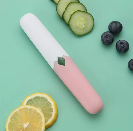 Two-in-one fruit knife-green and pink-1