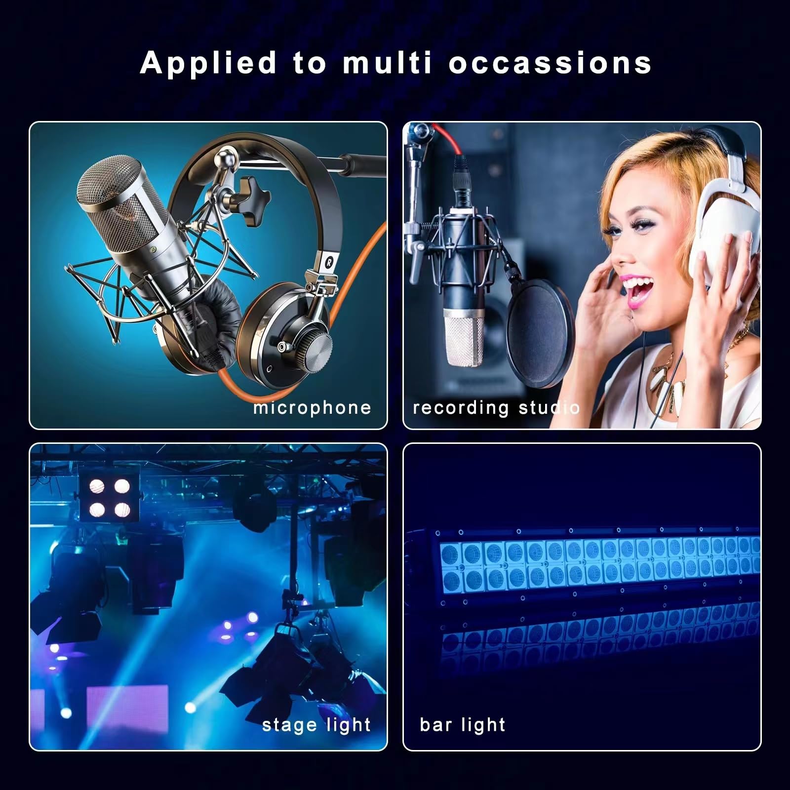 XLR Cables, XLR Microphone Cable 25 ft 6 Pack, Gold-Plated 3-pin XLR Speaker Cable Male to Female Balanced Mic Cable