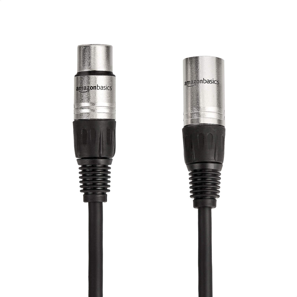 Amazon Basics XLR Male to Female Microphone Cable for Speaker or PA System, Recording Studio, All Copper Conductors, Low Noise Shielding, 6MM PVC Jacket, 6 Foot, Black