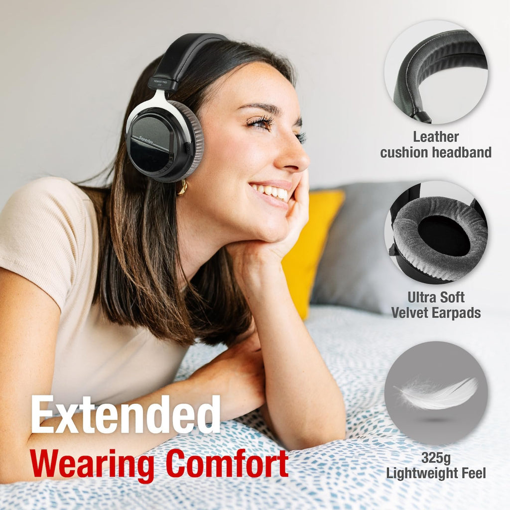 Superlux HD 660PRO, 32 ohms, Studio Recording Headphones Wired, Professional Closed-Back Headphone with 40mm Neodymium Drivers and Solid Bass, 3.5/6.3mm Jack Adapter for Tablets, Laptops, Computer