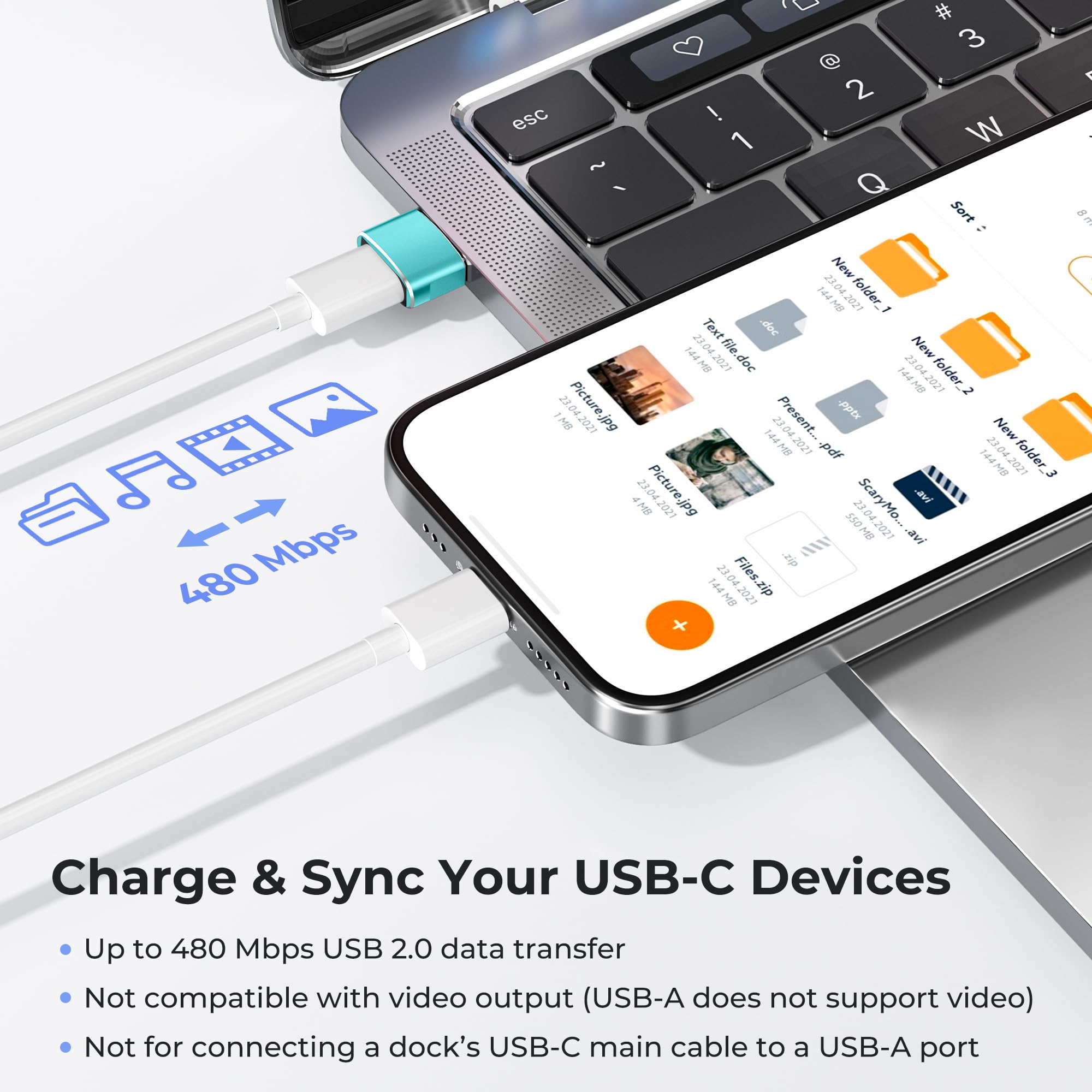 Basesailor USB to USB C Adapter for iPhone 17 Pro Max,17e 16 15 Charger Adapter 2Pack,Type C Female to USBA Male Converter for Apple Watch iWatch S11/10,AirPods Pro 3 4,iPad mini 7 Air,Samsung S26 S25
