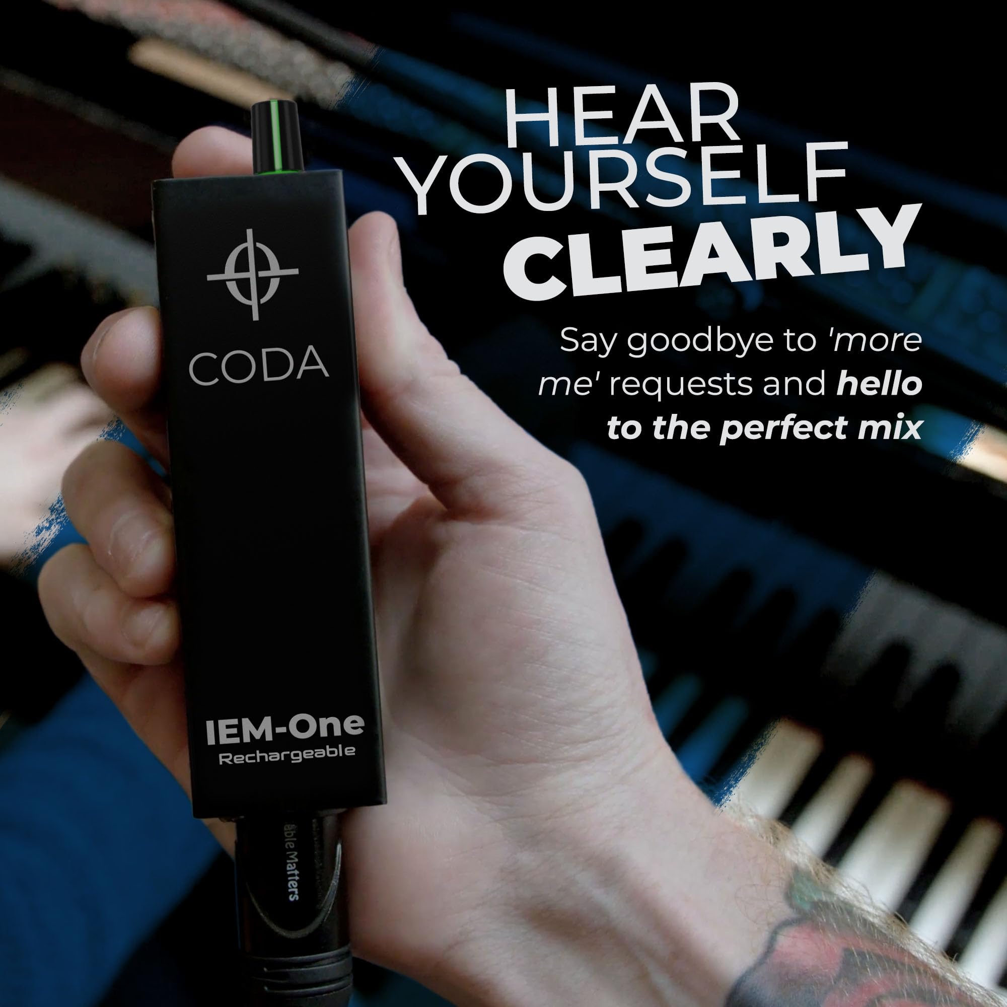 Coda Ultra-Compact Personal in Ear Monitor Amplifier - Double Channel Headphone Amplifier System with XLR & TRS Input - Portable IEM Amp with Mono & Stereo Mix Panning - Sturdy Housing with Belt Clip
