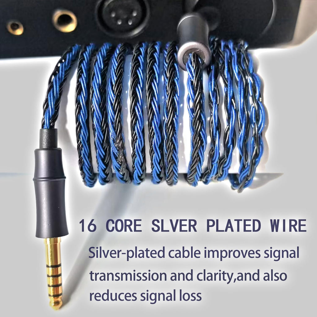 IEM Upgrade Cable, 16 Core Silver Plated Earphone Upgraded Cords, QDC-C Pin 1.5m in Ear Monitor Cable for KZ ZS10 ZSN PRO AS16 CCA CRA C12(Recessed 2pin 3.5mm 4.9ft) Black