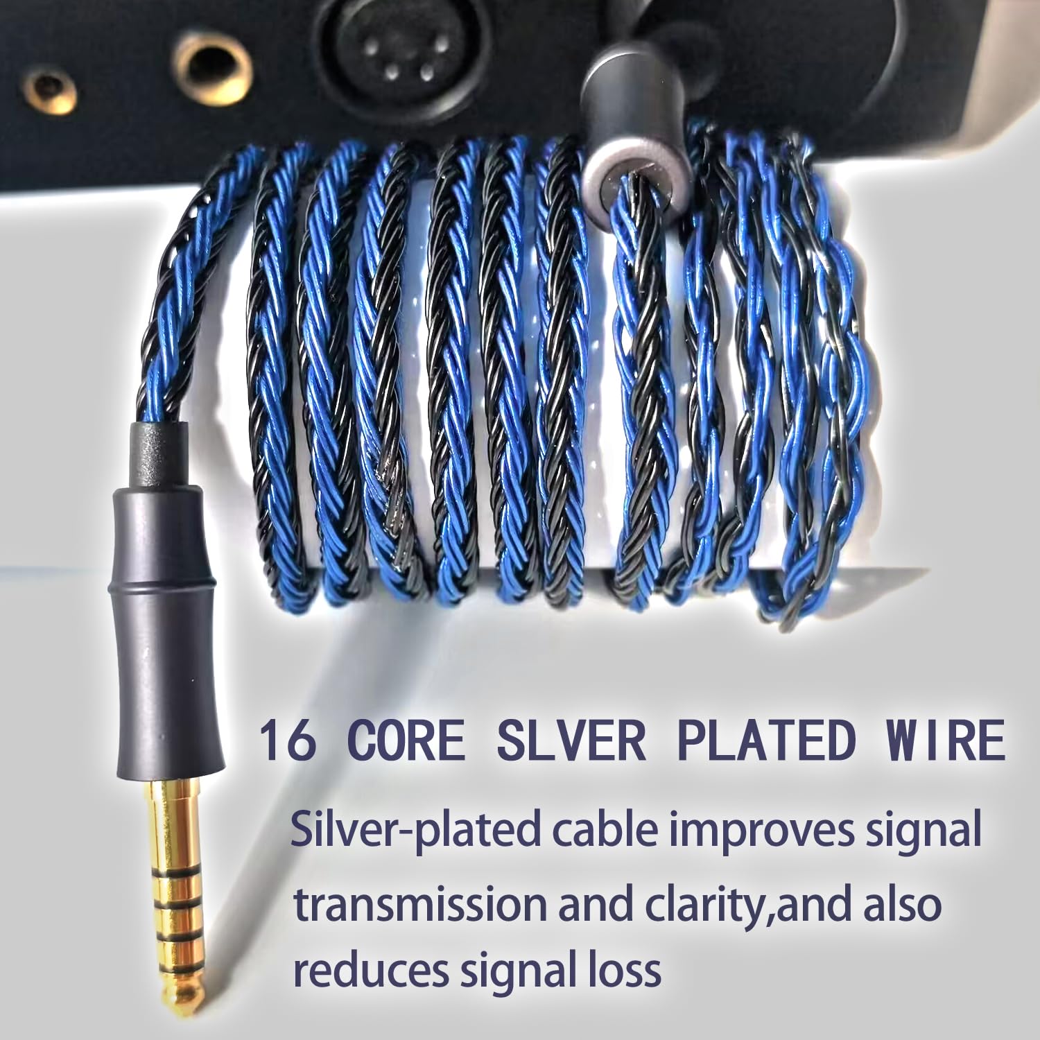 IEM Upgrade Cable, 16 Core Silver Plated Earphone Upgraded Cords, QDC-C Pin 1.5m in Ear Monitor Cable for KZ ZS10 ZSN PRO AS16 CCA CRA C12(Recessed 2pin 3.5mm 4.9ft) Black