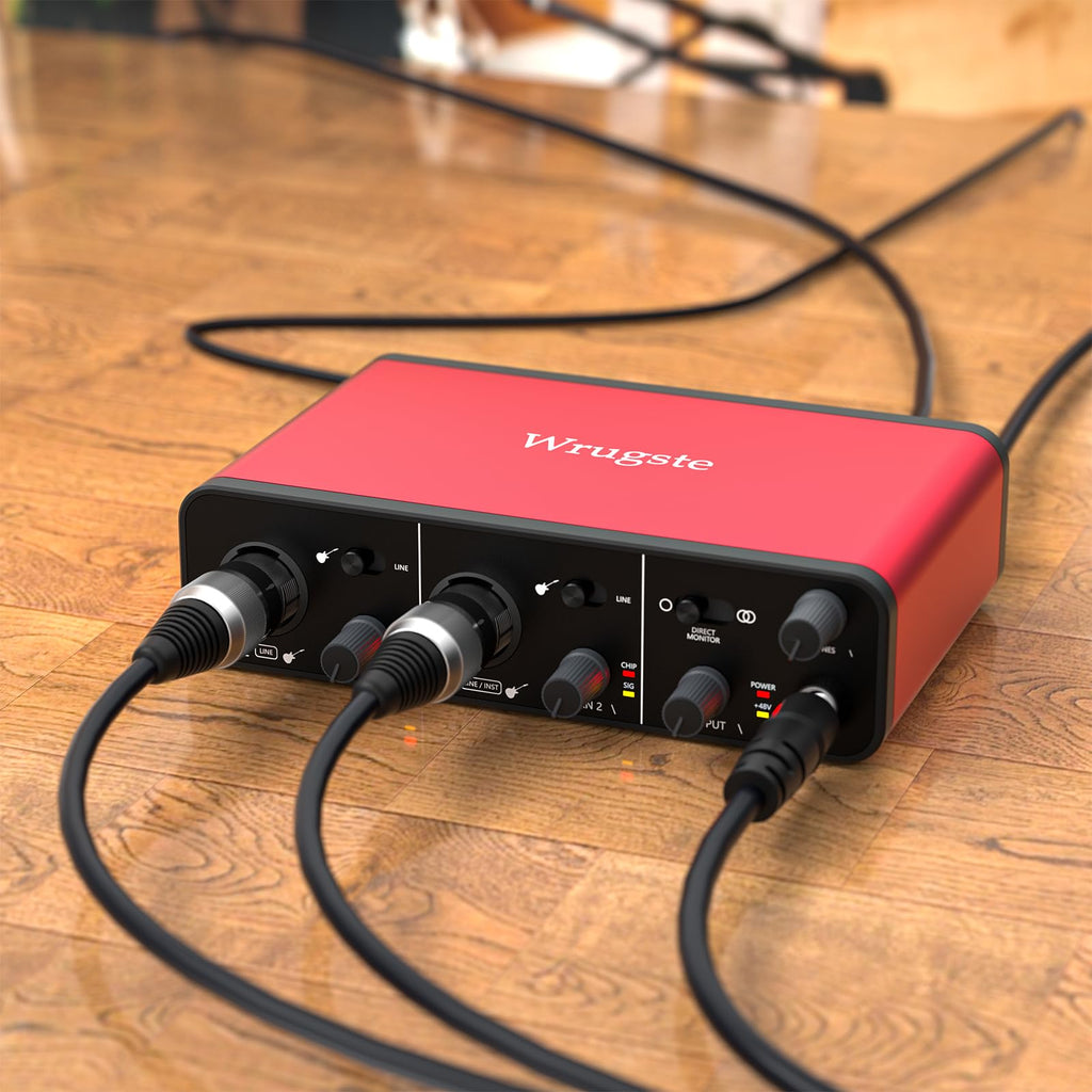Wrugste USB Audio Interface Solo(24Bit/192kHz)+48V Phantom Power for Computer Recording Podcasting and Streaming Plug and Play Noise-Free Wrugste XLR Audio Interface for PC No Software Included