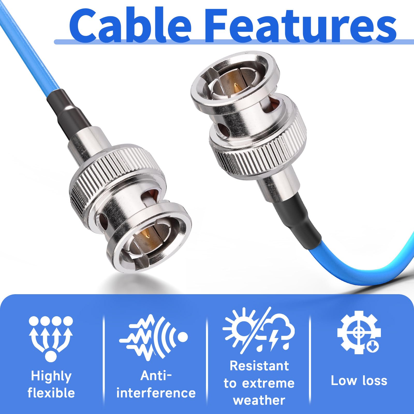 Superbat 2ft BNC Male to Male HD HDSDI 3G 4K 6K Video Cable for Splitter Converter Monitor Switcher, Supports HD-SDI/3G-SDI Video (2-Pack)