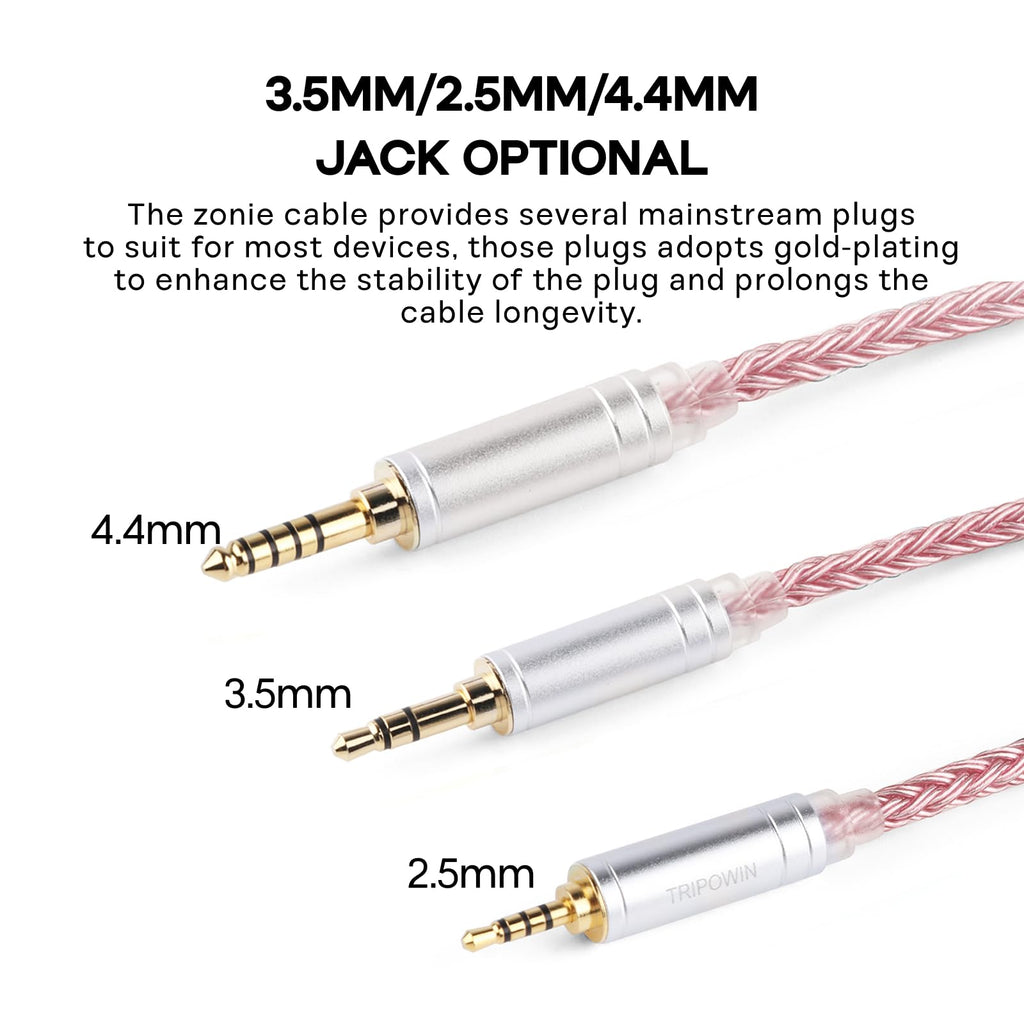 Linsoul Tripowin Zonie IEM Cable, 16 Core Silver Plated Earphone Upgraded Cords, 1.25m SPC in Ear Monitor Cable for 7hz Zero:2 Orchestra Lite Cadenza Hype4 Supermix4(2pin 0.78mm, 3.5mm)(Violet)