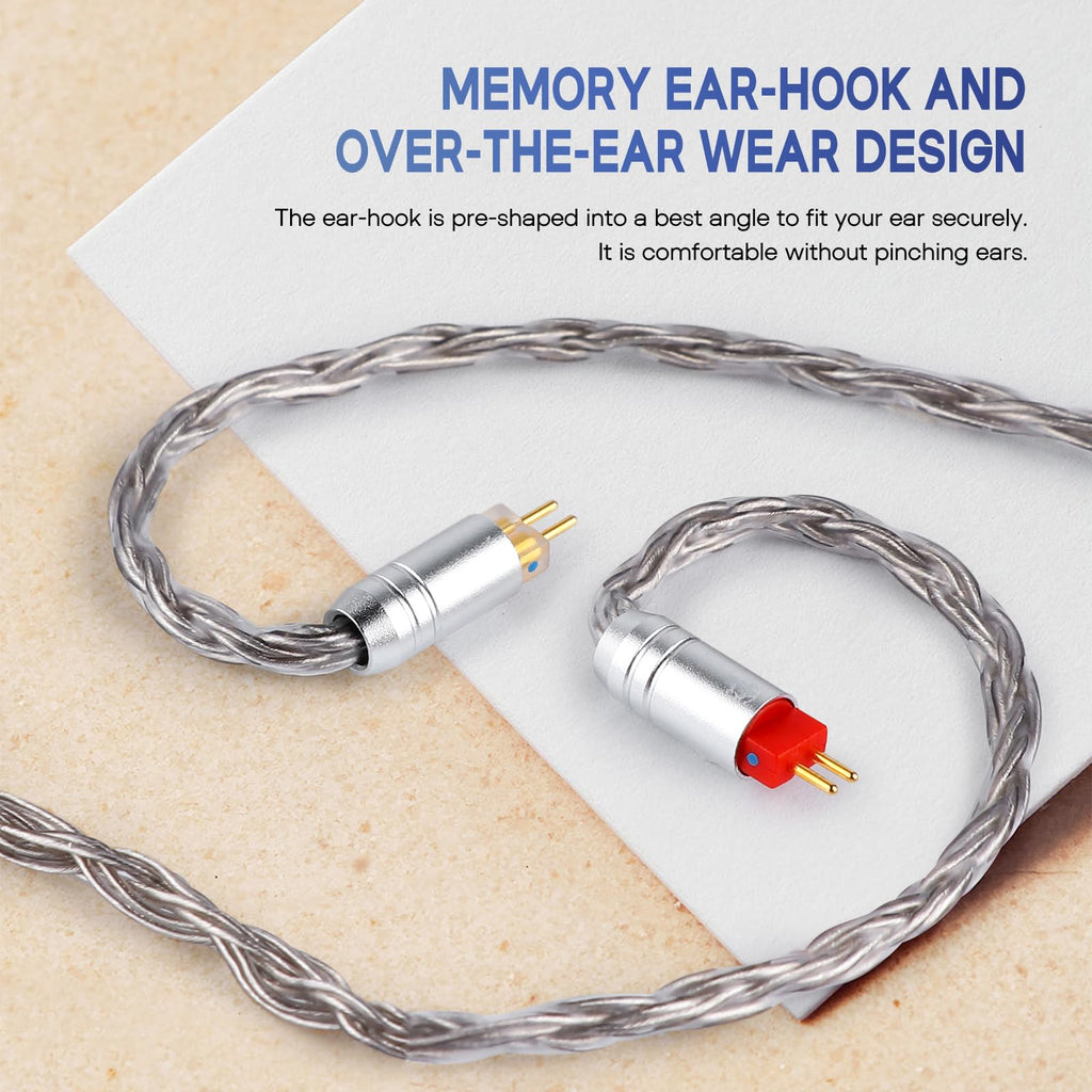Linsoul Tripowin Zonie IEM Cable, 16 Core Silver Plated Earphone Upgraded Cords, 1.25m SPC in Ear Monitor Cable for 7hz Zero:2 Orchestra Lite Cadenza Hype4 Supermix4(2pin 0.78mm, 4.4mm)(Grey)