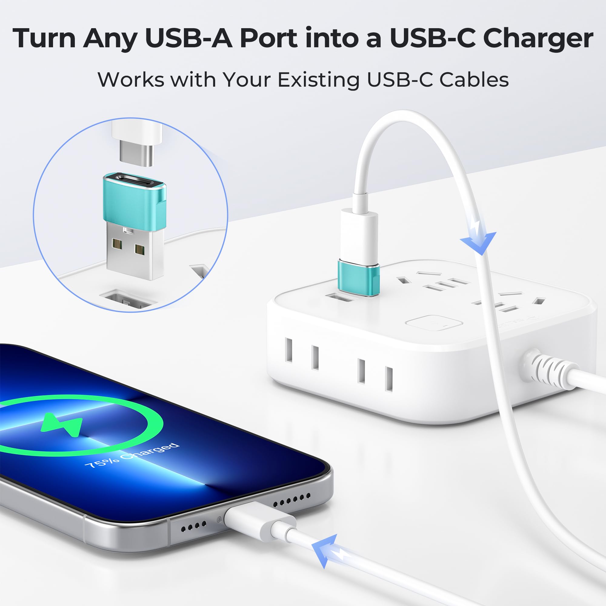Basesailor USB to USB C Adapter for iPhone 17 Pro Max,17e 16 15 Charger Adapter 2Pack,Type C Female to USBA Male Converter for Apple Watch iWatch S11/10,AirPods Pro 3 4,iPad mini 7 Air,Samsung S26 S25