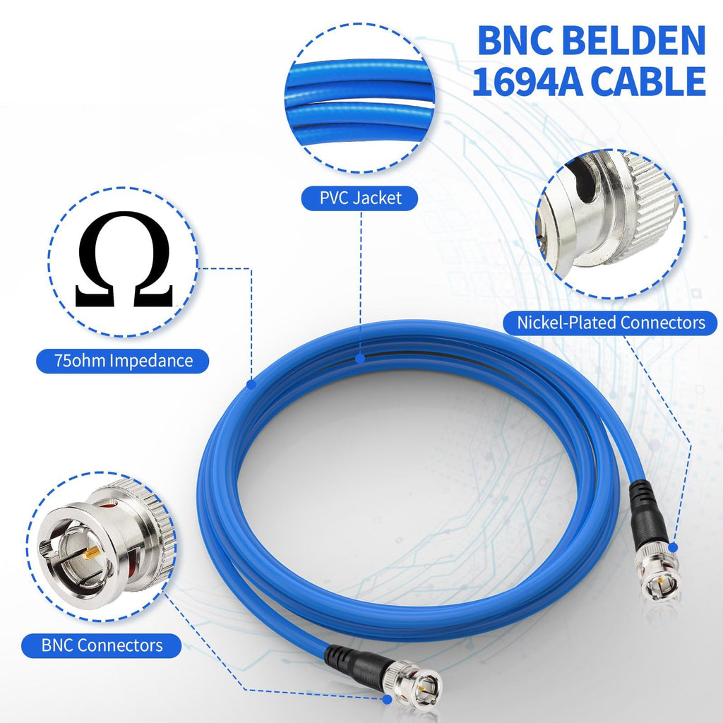 Superbat SDI Cable BNC Cable 3G/6G/12G (Belden 1694A)，10FT/15FT/30FT/50FT/100FT/200FT,Supports HD-SDI/3G-SDI/4K/8K，SDI Video Cable Precision Video Cable(1Pcs)