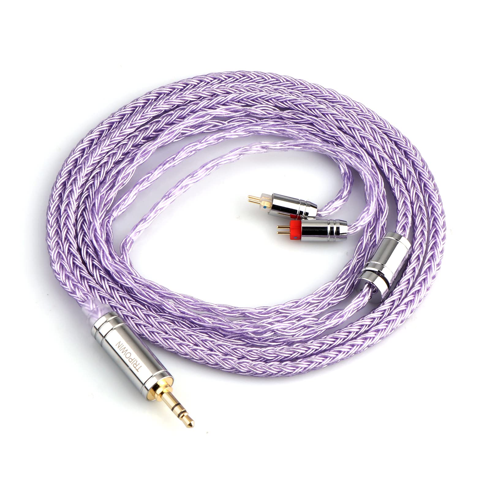 Linsoul Tripowin Zonie IEM Cable, 16 Core Silver Plated Earphone Upgraded Cords, 1.25m SPC in Ear Monitor Cable for 7hz Zero:2 Orchestra Lite Cadenza Hype4 Supermix4(2pin 0.78mm, 3.5mm)(Violet)