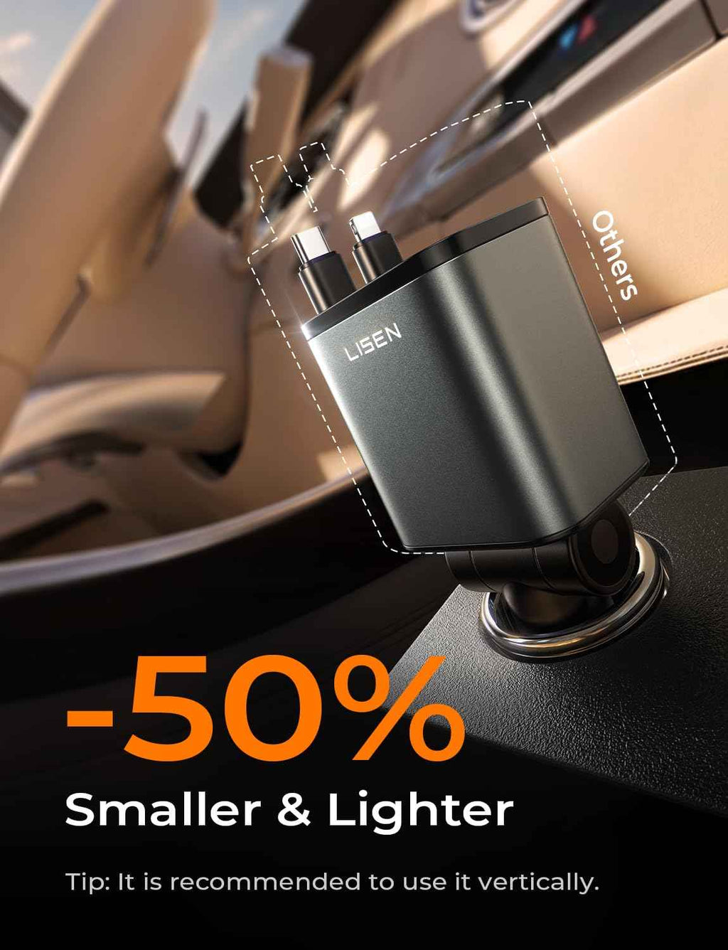 LISEN Retractable Car Charger, Gifts for Mothers Day 2026, 84W Car Charger USB C Fast Charge, Gifts for Mom Dad Him Her, Travel Essentials Car Accessories for Men Women Gifts for iPhone 17 16 15 14 13