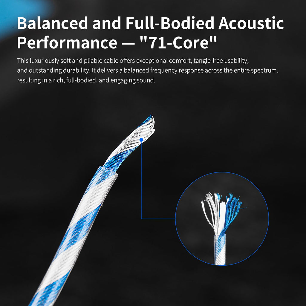KBEAR P34 IEM Cable, 5N 2-Strands 98-Core OFC Silver-Plated HiFi Earphone Upgrade 2Pin Cable, Interchangeable 3.5mm/4.4mm Plug, in Ear Monitors Headphones Replacement Wire for Audiophile Musician
