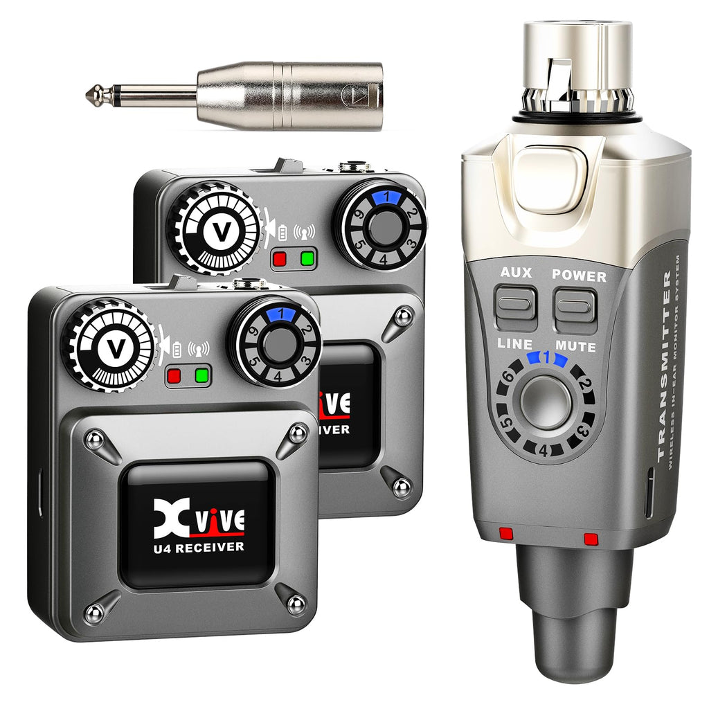 Xvive U4 Wireless in-Ear Monitor System Professional IEM System Transmitter and Beltpack Receiver for Studio, Band Rehearsal,Live Performance (U4)