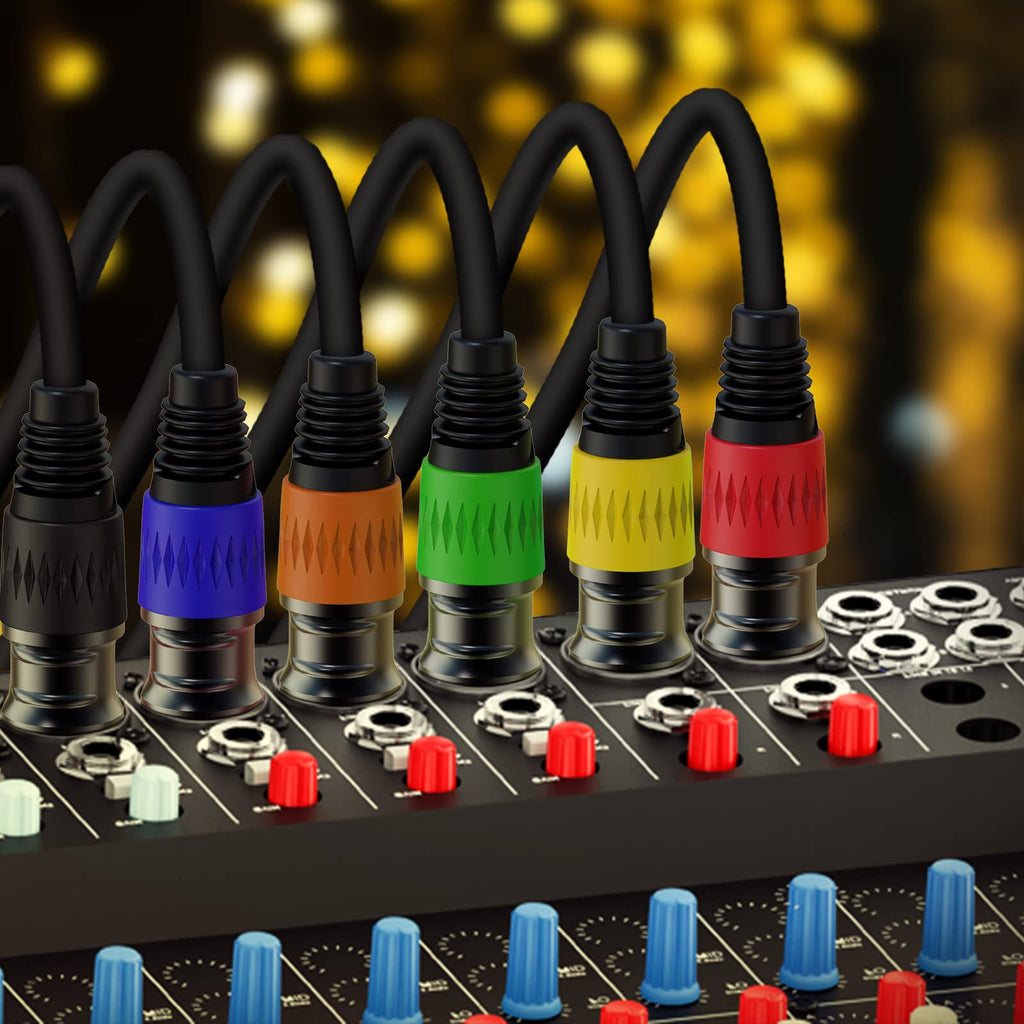 XLR Cables, XLR Microphone Cable 25 ft 6 Pack, Gold-Plated 3-pin XLR Speaker Cable Male to Female Balanced Mic Cable