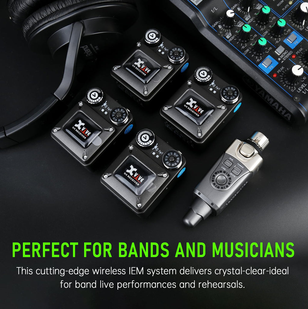 Xvive U4 Wireless in-Ear Monitor System Professional IEM System Transmitter and Beltpack Receiver for Studio, Band Rehearsal,Live Performance (U4)