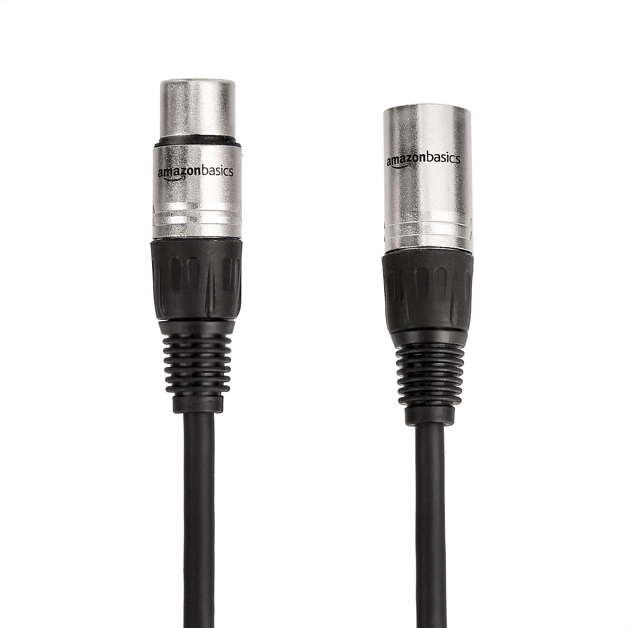 Amazon Basics XLR Male to Female Microphone Cable for Speaker or PA System, Recording Studio, All Copper Conductors, Low Noise Shielding, 6MM PVC Jacket, 6 Foot, Black