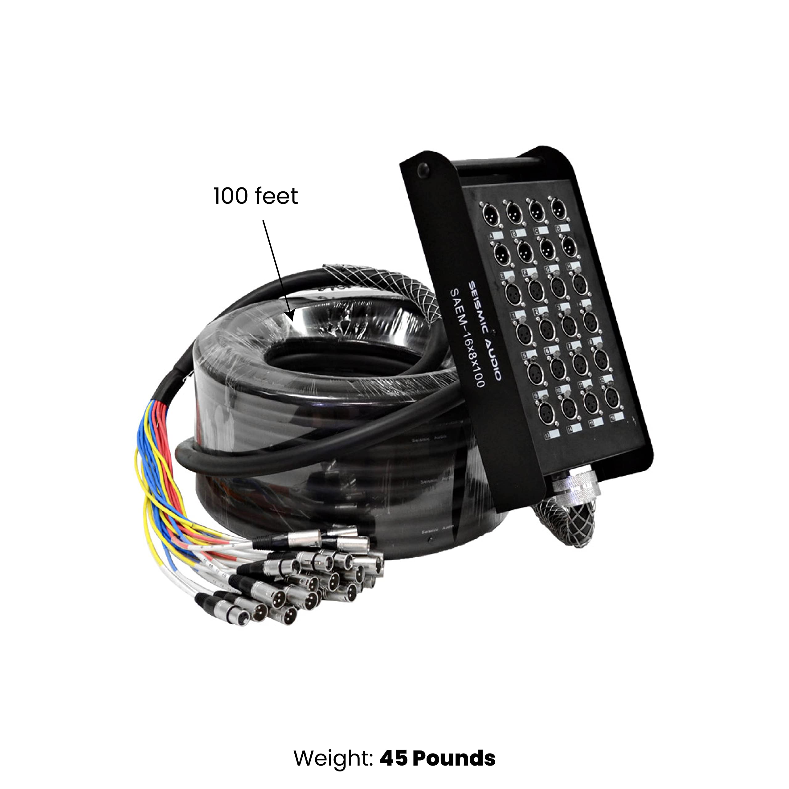 Seismic Audio Speakers 12 Channel Low Profile XLR Send Circuit Board Snake Cable, XLR Splitter Cable, 100 Feet