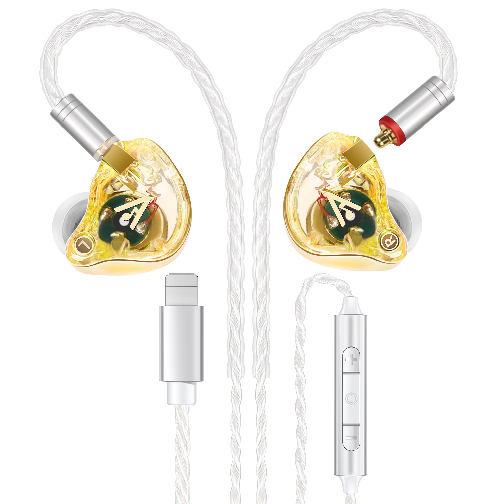 Vibes 202MC USB-C Wired Earbuds - USBC HiFi in Ear Headphones for iPhone 17/16/15 - Noise Isolating Ear Buds w/ Mic - Clear Sound, Deep Bass & Comfort-Fit Earphones - Silver Plated Cord, Carrying Case