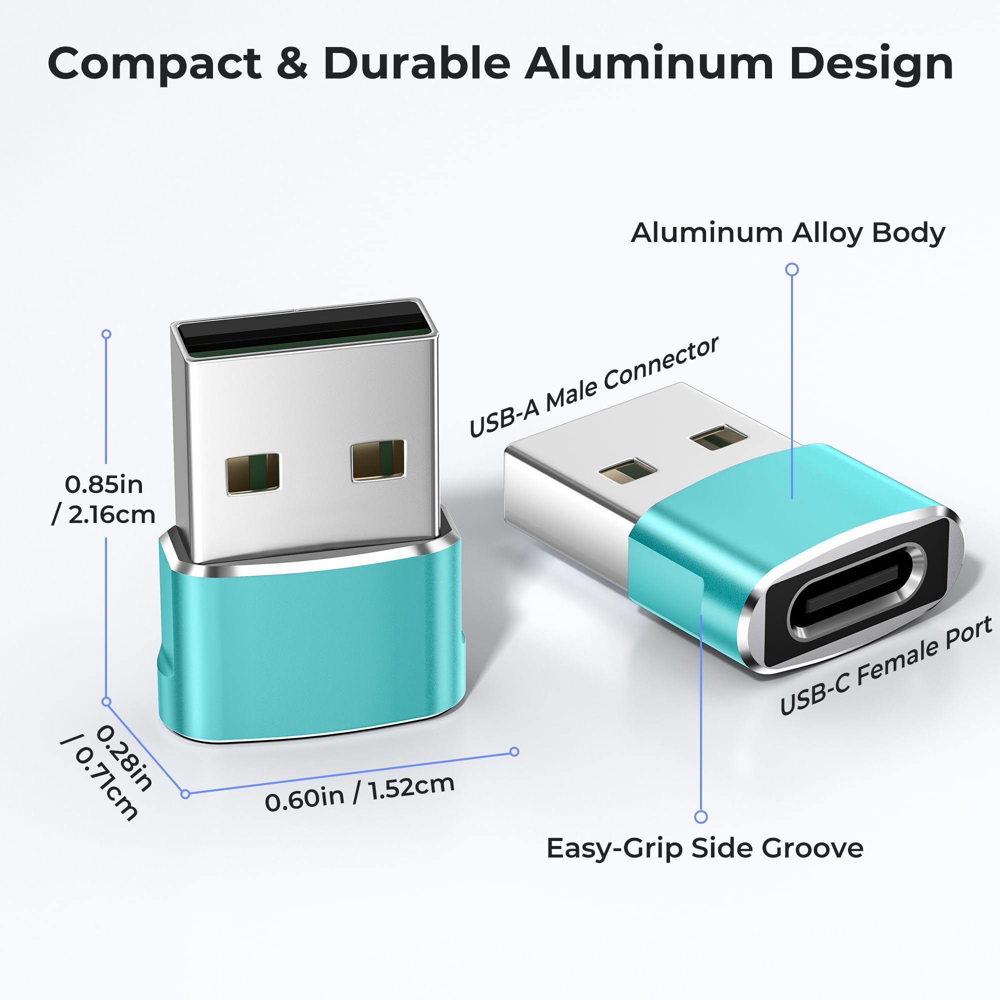 Basesailor USB to USB C Adapter for iPhone 17 Pro Max,17e 16 15 Charger Adapter 2Pack,Type C Female to USBA Male Converter for Apple Watch iWatch S11/10,AirPods Pro 3 4,iPad mini 7 Air,Samsung S26 S25